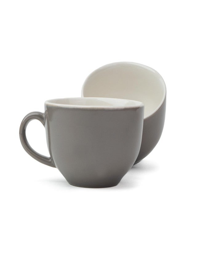 Shay طقم كوبين كبيرين من السيراميك من شاي، رمادي، 320 مل | كوب كابتشينو | لمسة نهائية لامعة | كوب قهوة كبير من السيراميك | آمن للاستخدام في الميكروويف (كوب كبير جدًا - رمادي عاجي) - Image 1